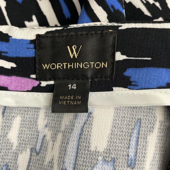Worthington Multi-Color Faux Wrap Skirt Bold Abstract Pattern Sophisticated 14 - Picture 6 of 8